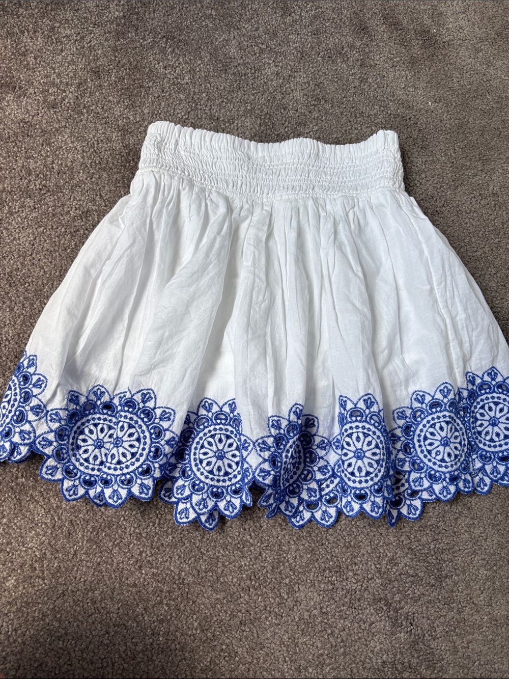 abercrombie kids White Skirt with Blue Embroidered Hem